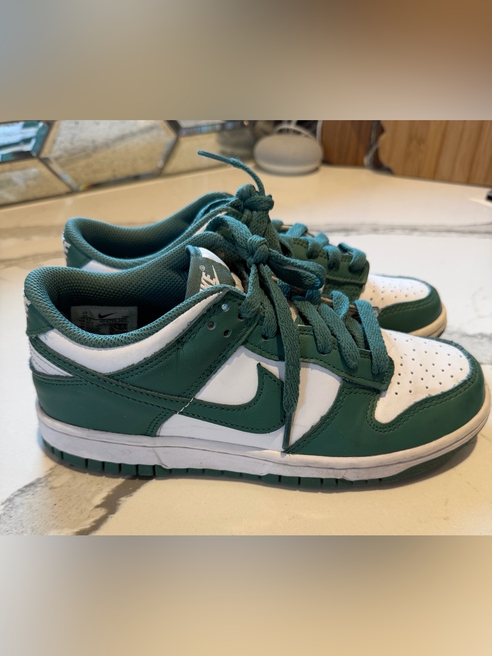 Nike Kids Green and White Low-Top Sneakers - Youth